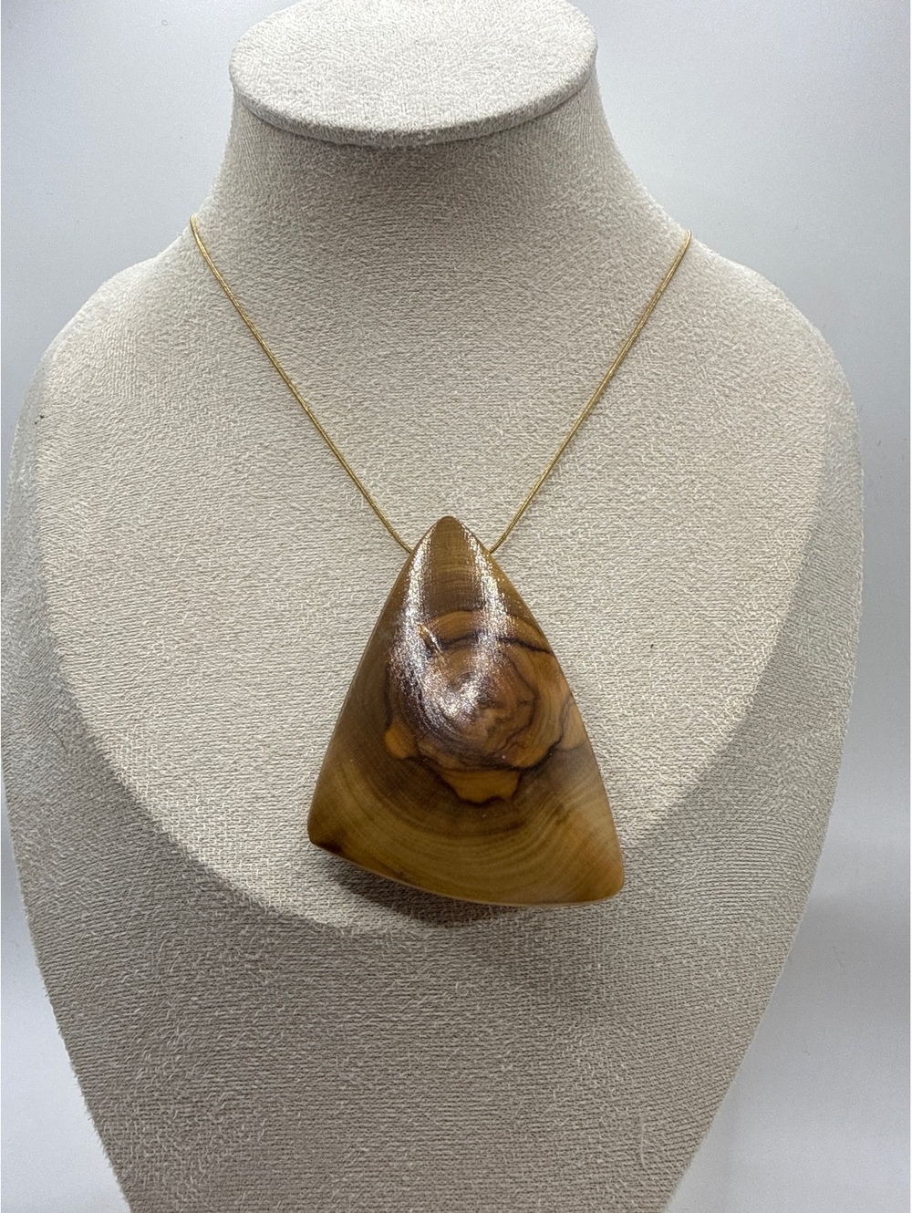 Handcrafted Wood Pendant Necklace Brooch Convertible Artisan 17" Adjustable